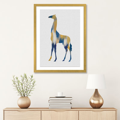 Girafe bleue et jaune - impression