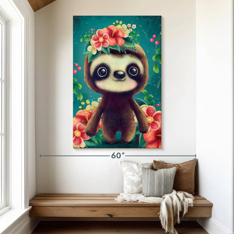 Brampt Floral Sloth, 51" H x 34" W