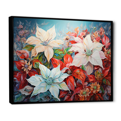" Poinsettias White And Red Blossom "