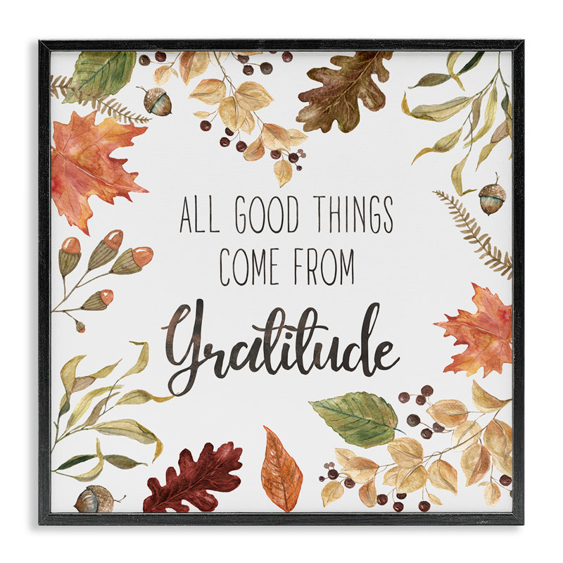 All Good Things Graditude, estampe numérique par Livi Finn, Giclée encadrée noir minuit, H 17 po x l 17 po