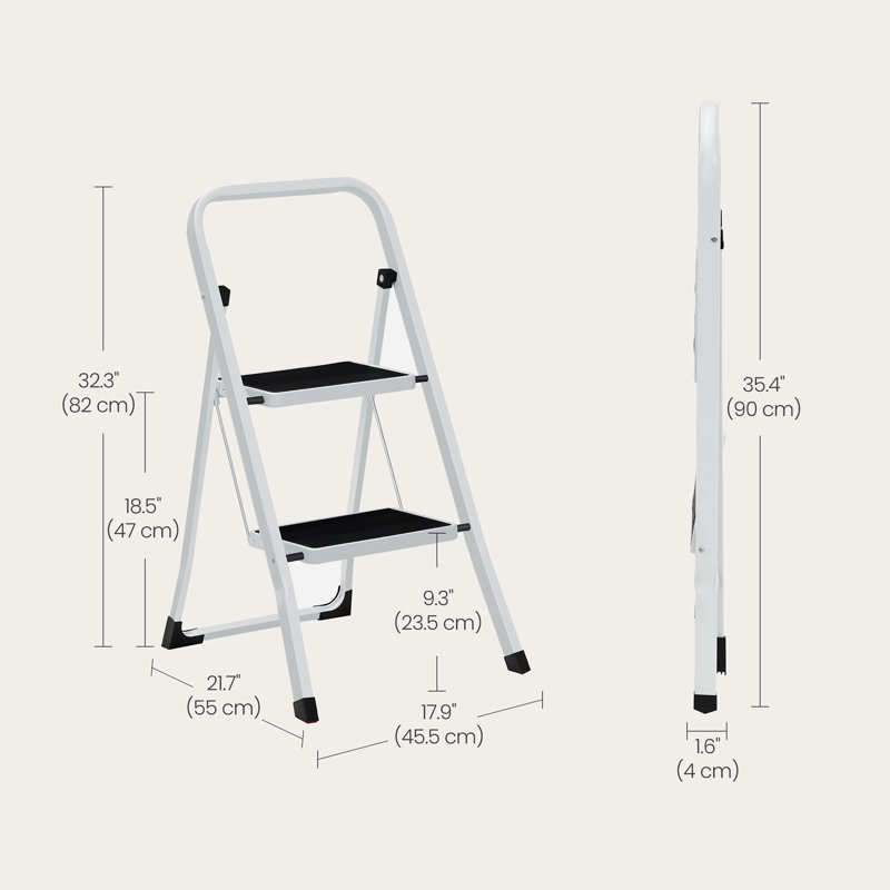 2 - Step Steel Folding Step Ladder, 20 cm H x 30 cm W