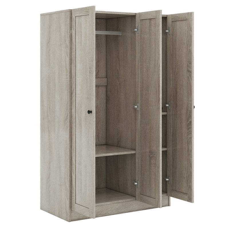 Armoire à 3 portes avec tablettes, Gris