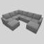 Canapé modulaire de rangement en U avec deux repose-pieds-348745473