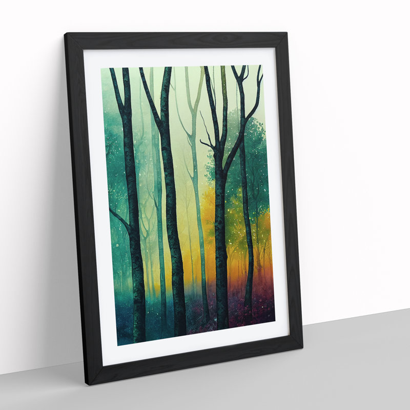 Forest In Colour No.2 - Single Picture Frame Print, 64cm H x 46cm W, Black