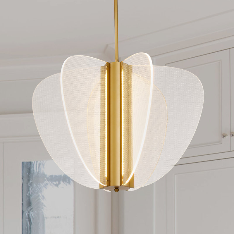 Calene Acrylic LED Panel Butterfly Chandelier, Gold