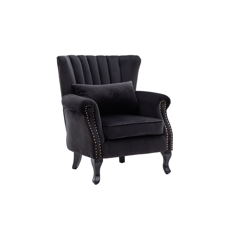 Dorava Velvet Accent Chair, Black