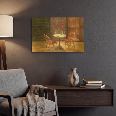 'Cafe A Deux' By Danhui Nai Gold Metal Wall Art, 24" x 16"