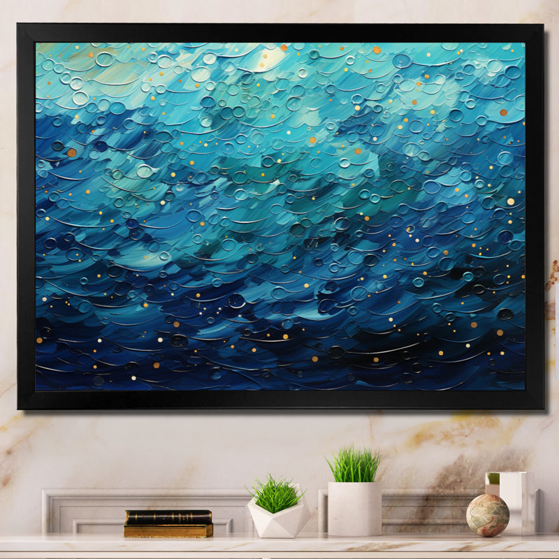 Gallacher Pointillism Oceanic I - impression, Cadre simple noir, H 24 po x l 32 po x P 1 po