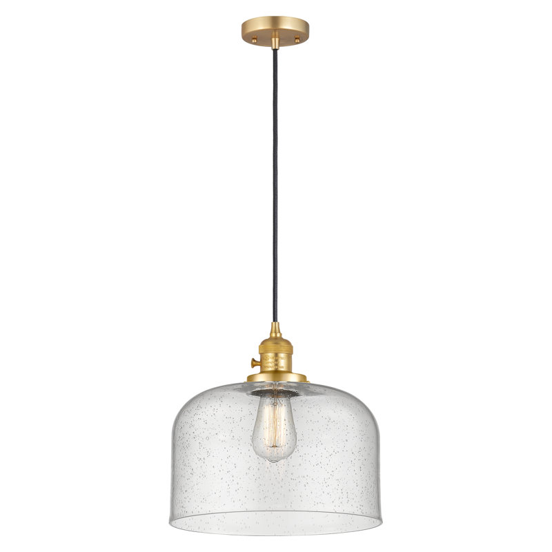 Luminaire suspendu en forme de globe à 1 lumière Analiah, Grainé, Or satiné, Ampoule non incluse
