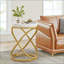 Table d'appoint ronde de 26 po avec plateau en faux marbre et structure dorée