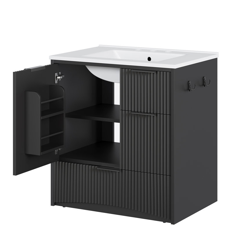 Ensemble de meuble-lavabo cannelé ANGRYWIN, L 29,9 po