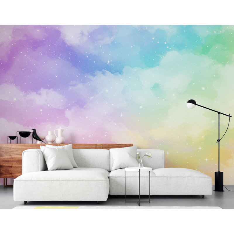 Papier peint pastel Dreamscape Galaxy Clouds, papier peint nuage, peler et coller 428DRE, 120x165 inches, Smooth Peel & Stick