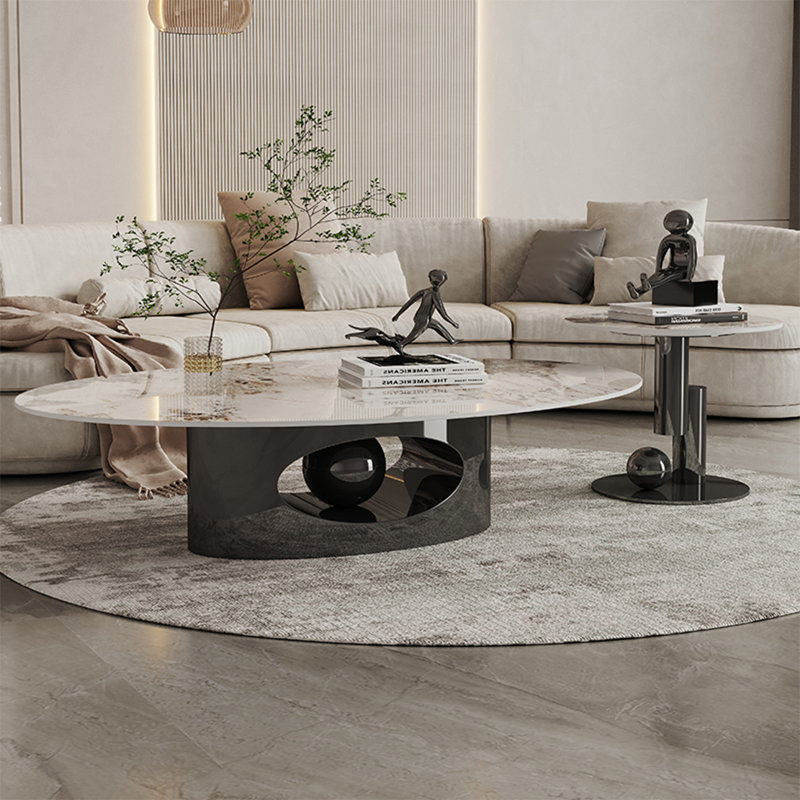 Light luxury simple oval rock panel coffee table