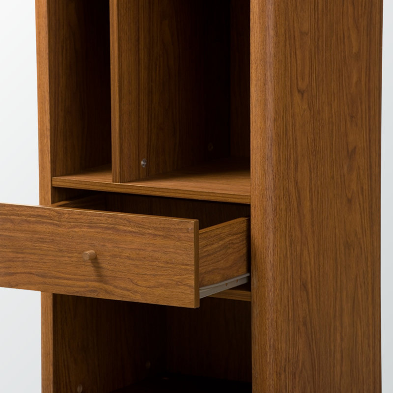 Bibliothèque de rangement Ellingham avec 1 tiroir et 3 tablettes au fini noyer, H 60,10 po x l 18,25 po x P 15,10 po