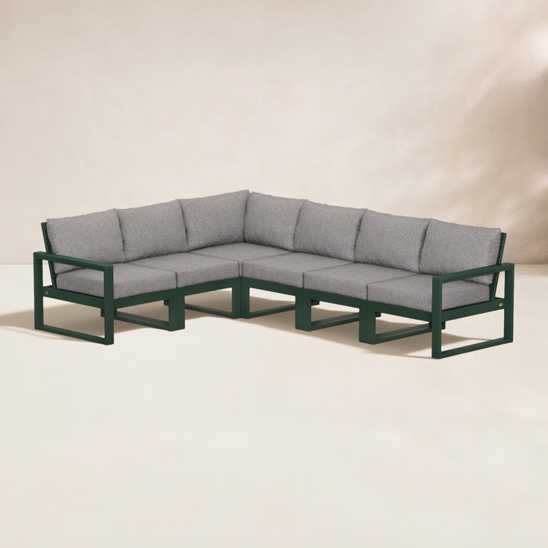 Ensemble de sièges modulaires profonds 6 pièces EDGE, Gris, Vert