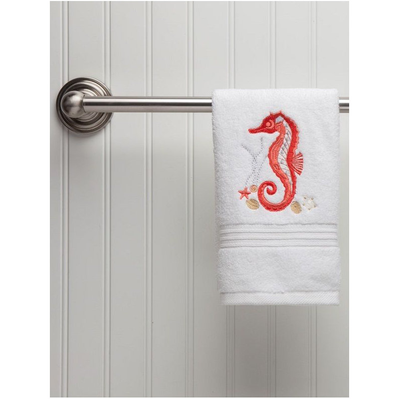 Serviette 100% coton, Blanc / corail