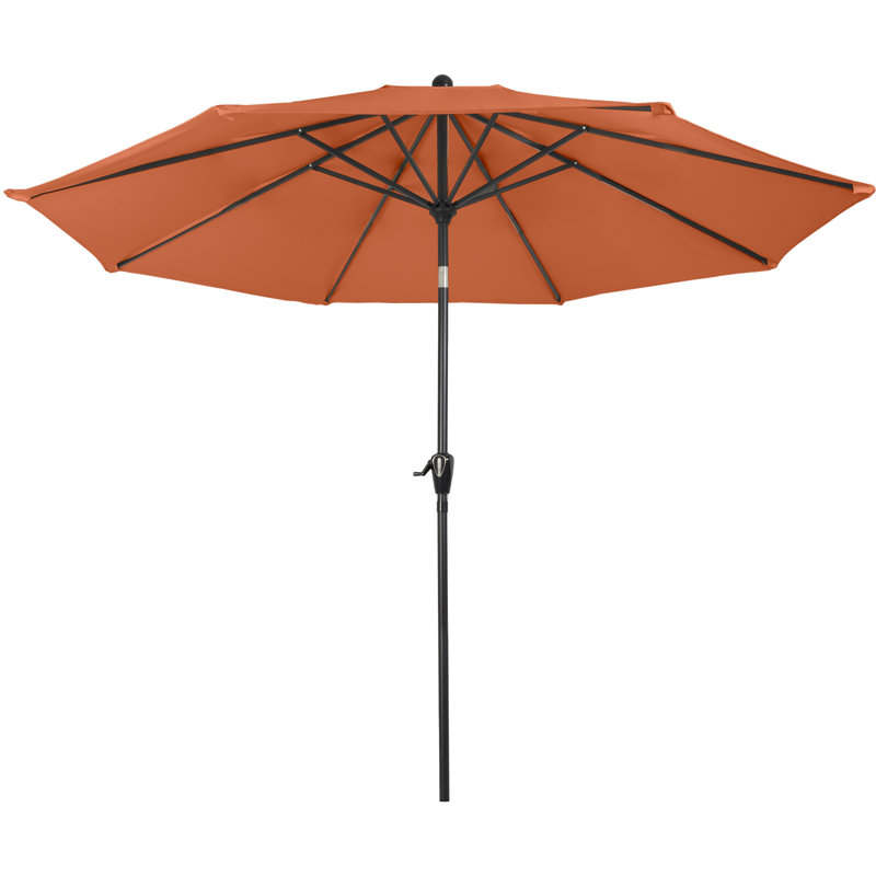 Kelton 10' W Crank Lift Auto-Tilt Patio Umbrella , Burnt Orange