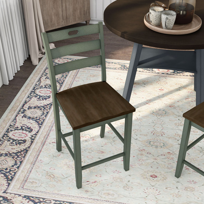 Gaspar Solid Wood 24'' Counter Stool, Green