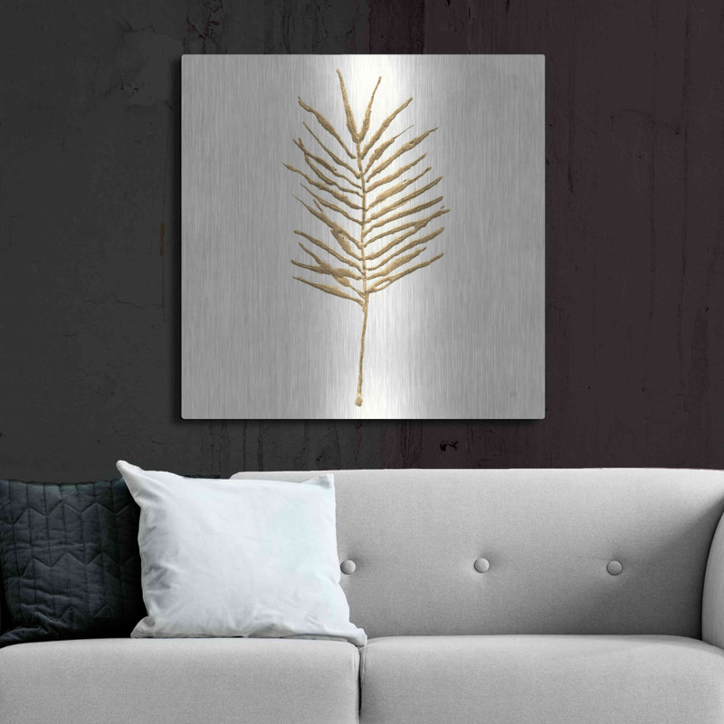 «Gilded Palm VI» par Chris Paschke, art mural en métal, H 36 po x l 36 po