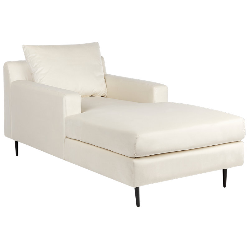 Agenore Velvet Chaise Lounge, Beige