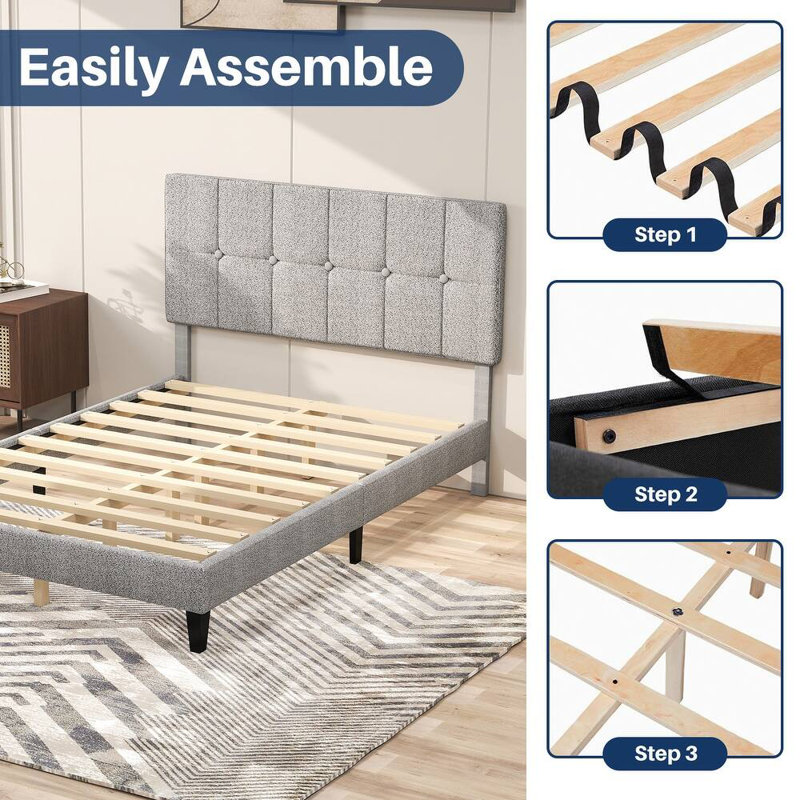 Base de lit 44,9 po, Gris, Simple