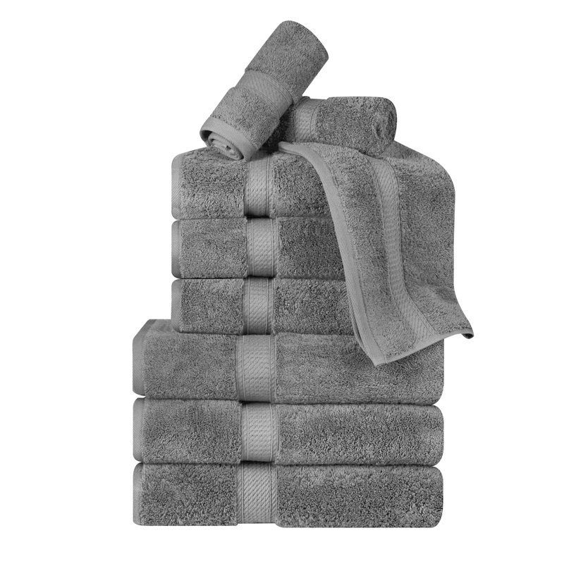 Scotia Egyptian Cotton Bath Towel Set, Charcoal, 9Pc Towel Set  (3Bath, 3Hand, 3Face)