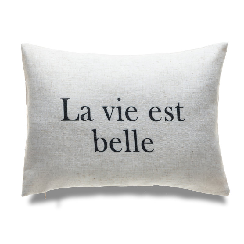 Housse et insert de coussin décoratif rectangulaire Lavallon, Mélange de duvet, La vie est belle