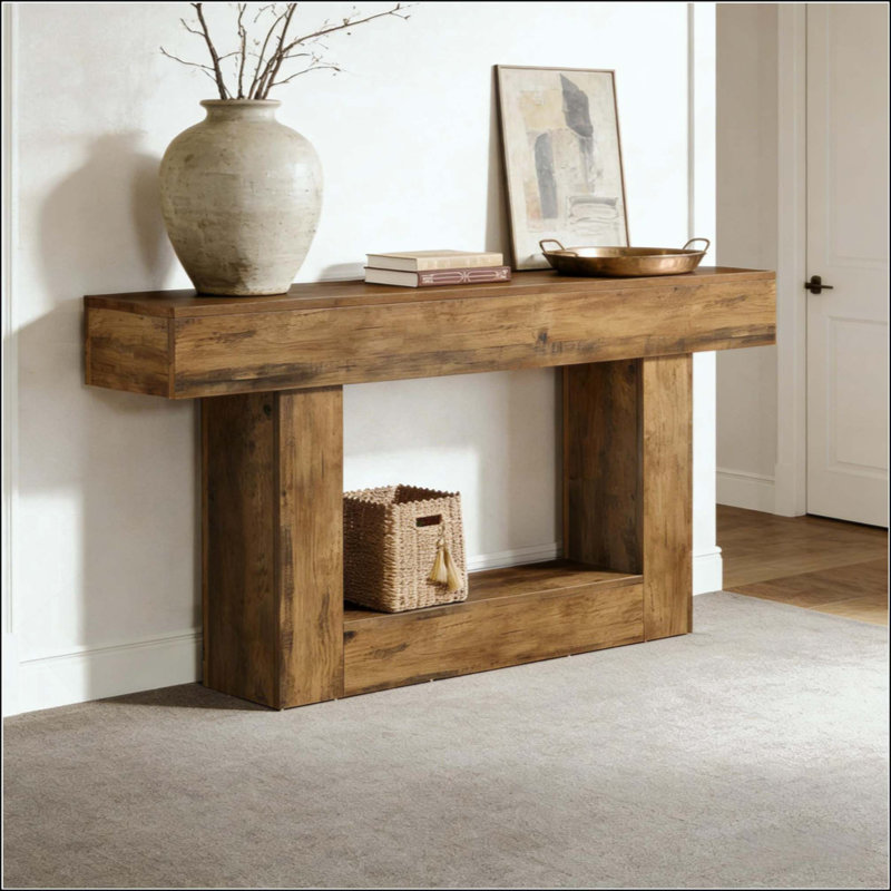 2-Tier Hall Table,Sofa Table,Console Table, Rustic Brown