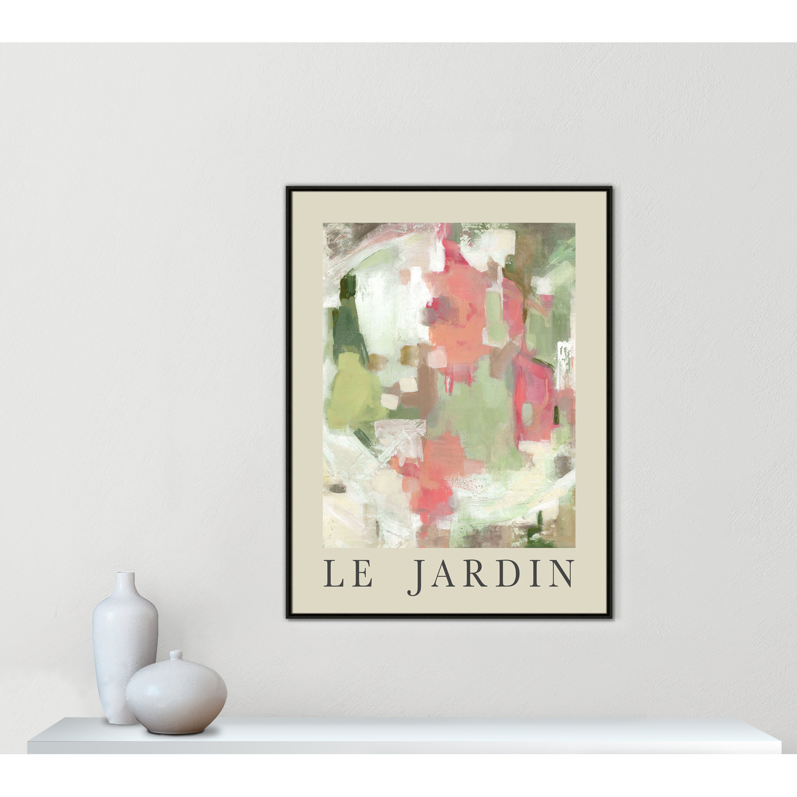 Botanical Poster Collection " Le Jardin " by Carol Robinson, Espresso Floater Frame, No, 49.5" H x 37.5" W x 2" D