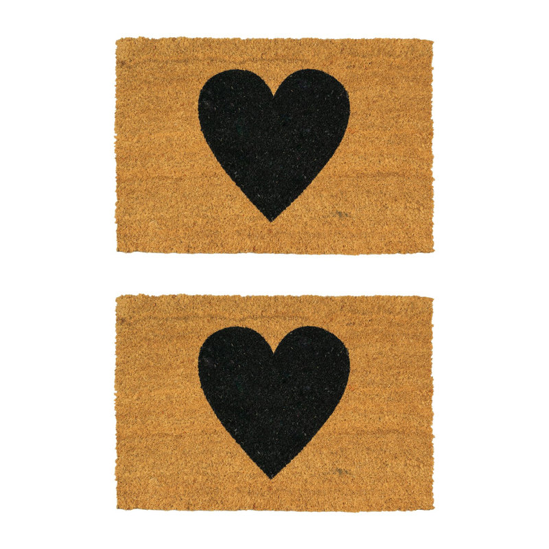 Nicola Spring - Coir Door Mat, 1.6cm H x 60cm L x 40cm W, Black, Set of 2