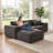 Spacious Gray Corduroy Sofas, Modern Modular Design for Home