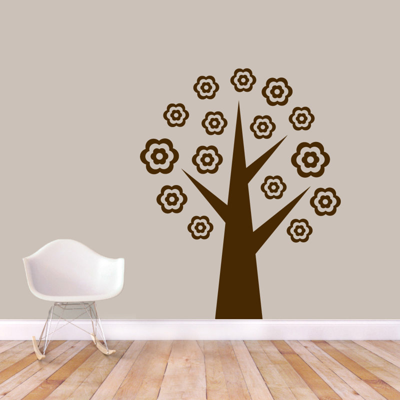Décalcomanie murale arbre fleur, Brun