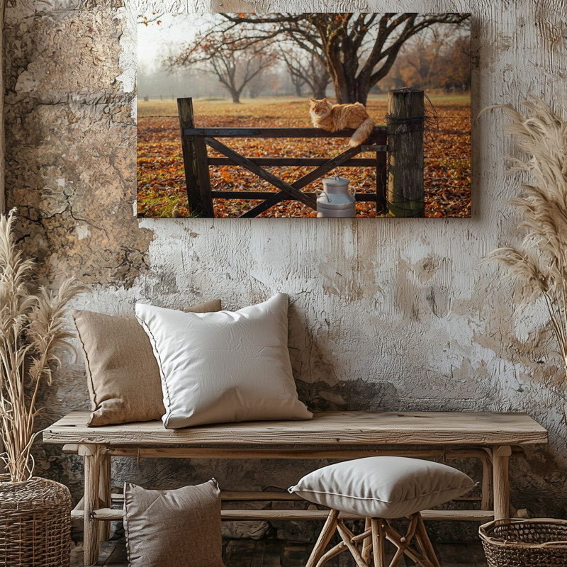 Toile dans une brume tranquille, paysage urbain Laden, art mural orange tabby, H 18 po x l 24 po