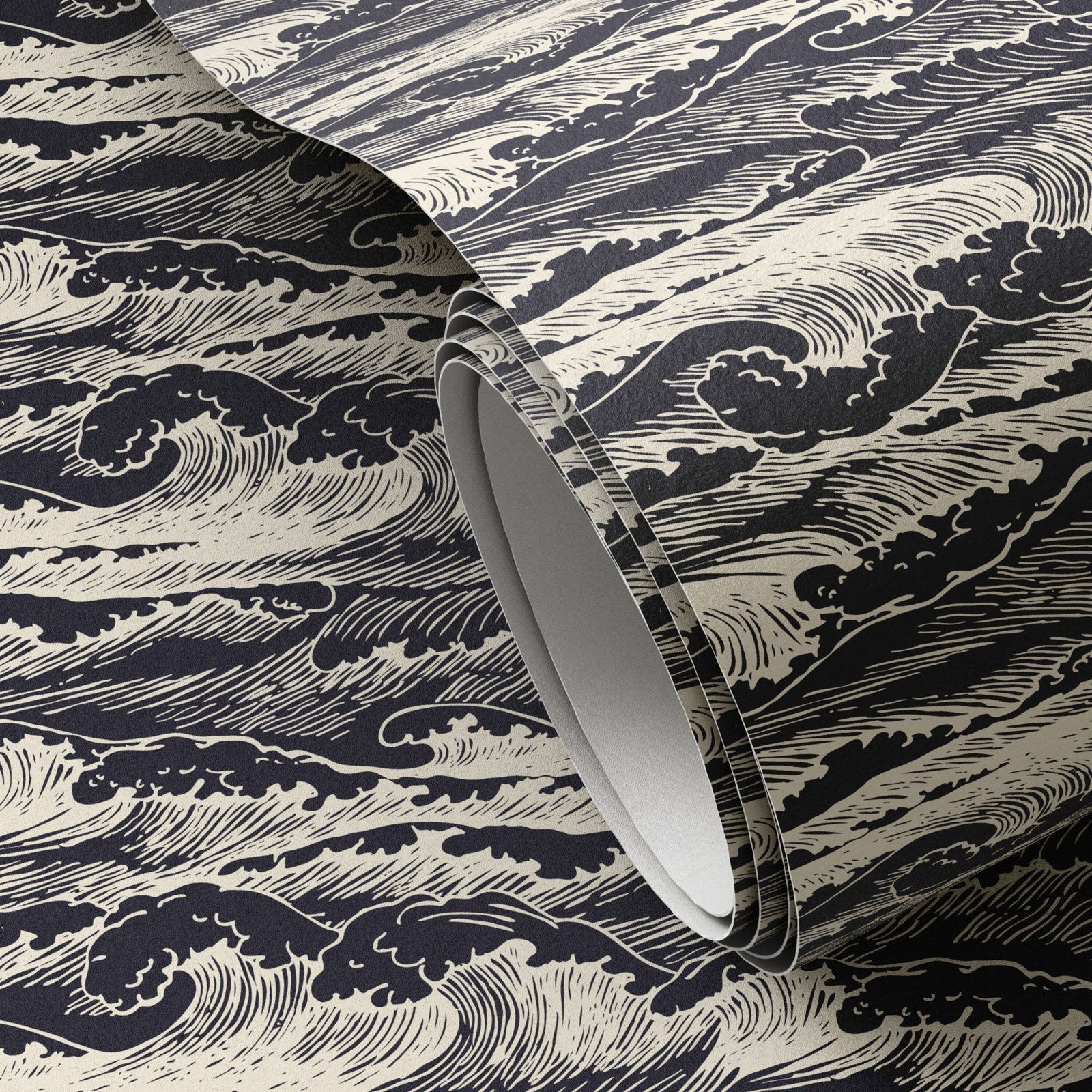 Wavebreak Wallpaper Roll, Black I