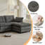 Canapé modulaire surdimensionné en L 119 po en velours côtelé avec 1 repose-pieds et console multifonctionnelle, canapé rembourré 4 places avec port USB et 2 porte-gobelets, facile à assembler pour le salon, gris