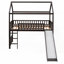 Lit mezzanine simple avec glissade et pieds en pin massif, finition espresso (aucun sommier requis, durable)-1231024671