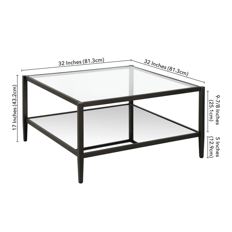 Table basse Hera 32 po avec tablette miroir Hera, Bronze noirci
