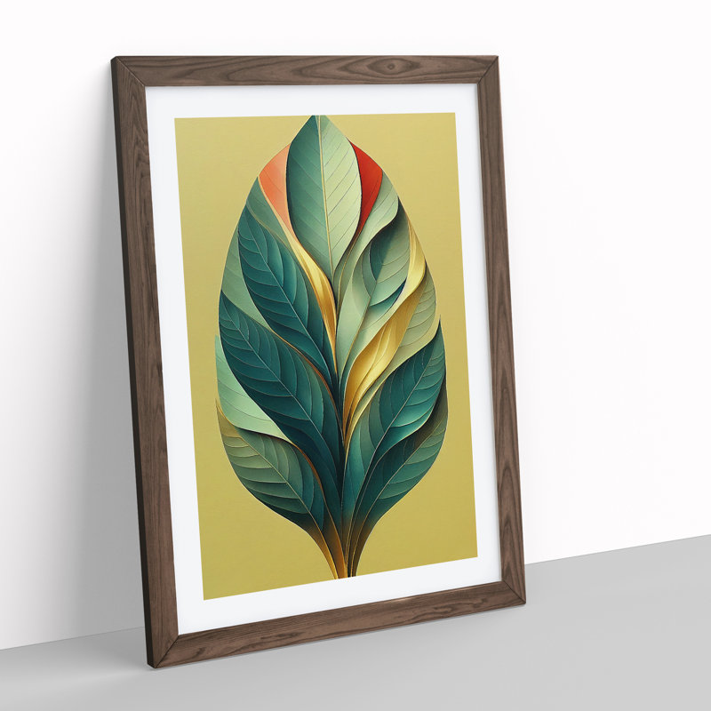 The Cheerful Leaf - Single Picture Frame Print, 34cm H x 25cm W x 2cm D, Walnut Framed
