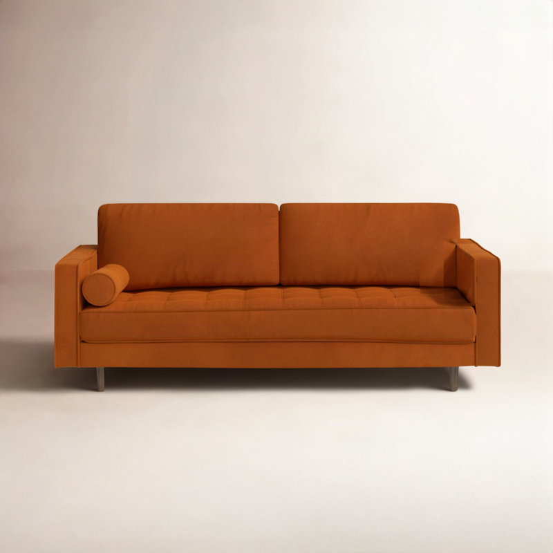 Pritchett 83" Upholstered Sofa, Bella Burnt Orange Performance Velvet