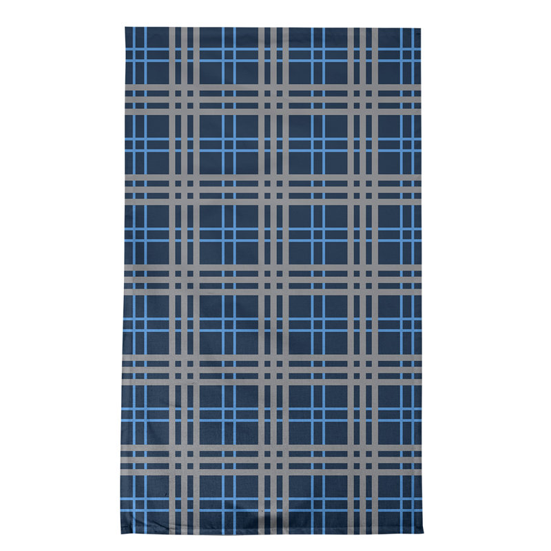 Plaid Tea Towel Kitchen Towel, Polyester, Navy/Gray/Blue