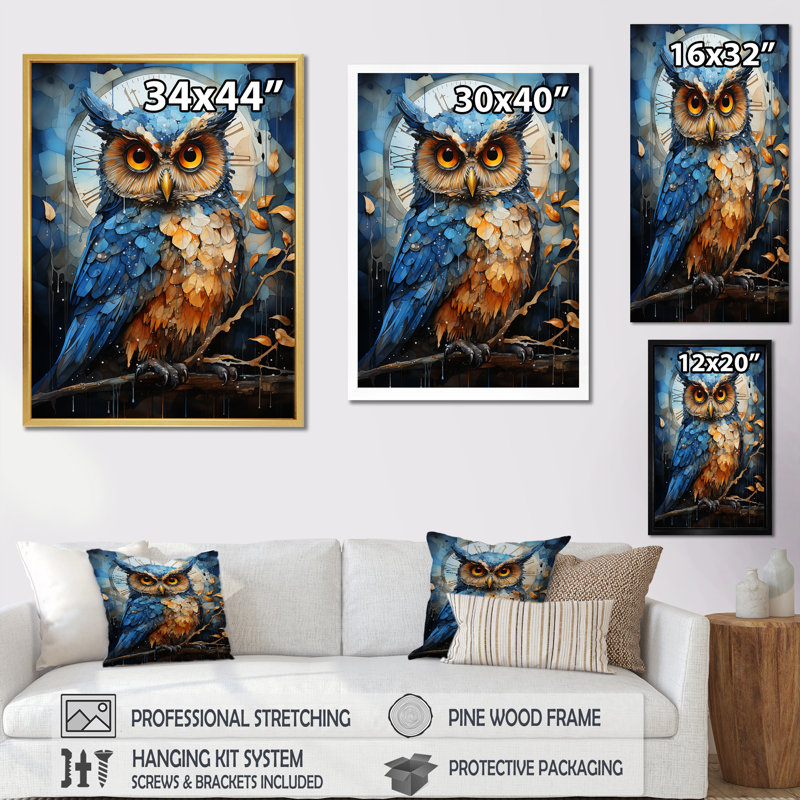 Mysterious Owl Blooms III sur impression sur toile, Cadre blanc, H 32 po x l 16 po x P 1 po