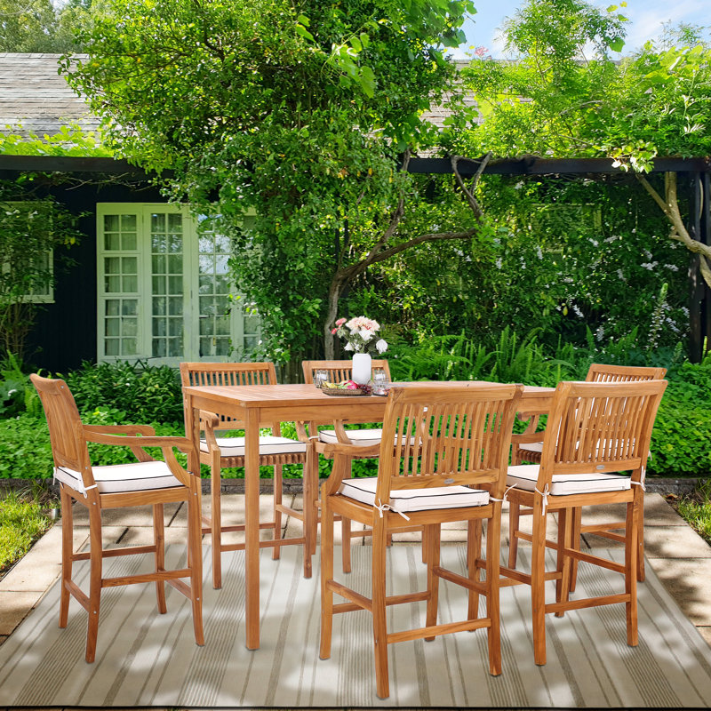 Outdoor 13 - Piece Teak Bistro Set with Cushions