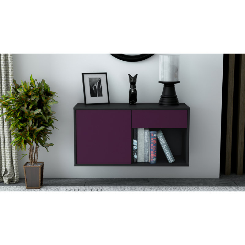 Sackett Unfinished Floating TV Stand, Purple