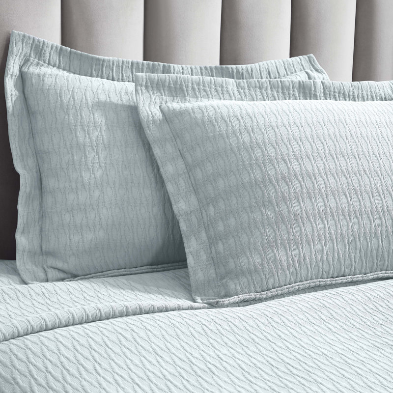 Calvert 100% Cotton Medium Weight Matelassé Diamond Lattice Bedspread Set, California King Bedspread + 2 King Shams, Sky Blue