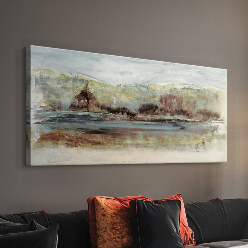 Northern Lake - Toile tendue avec châssis - Prêt à accrocher, H 20 po x l 40 po