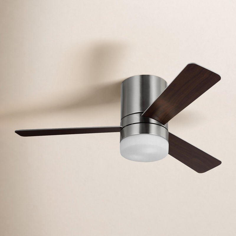 Kris Ceiling Fan with LED Lights, 44", Midnight Black/American Walnut, Brushed Steel