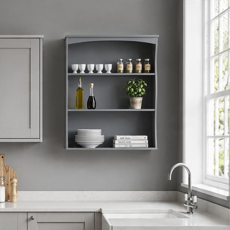 Cavazos 3 Tier Wall Mounted Shelf, Grey