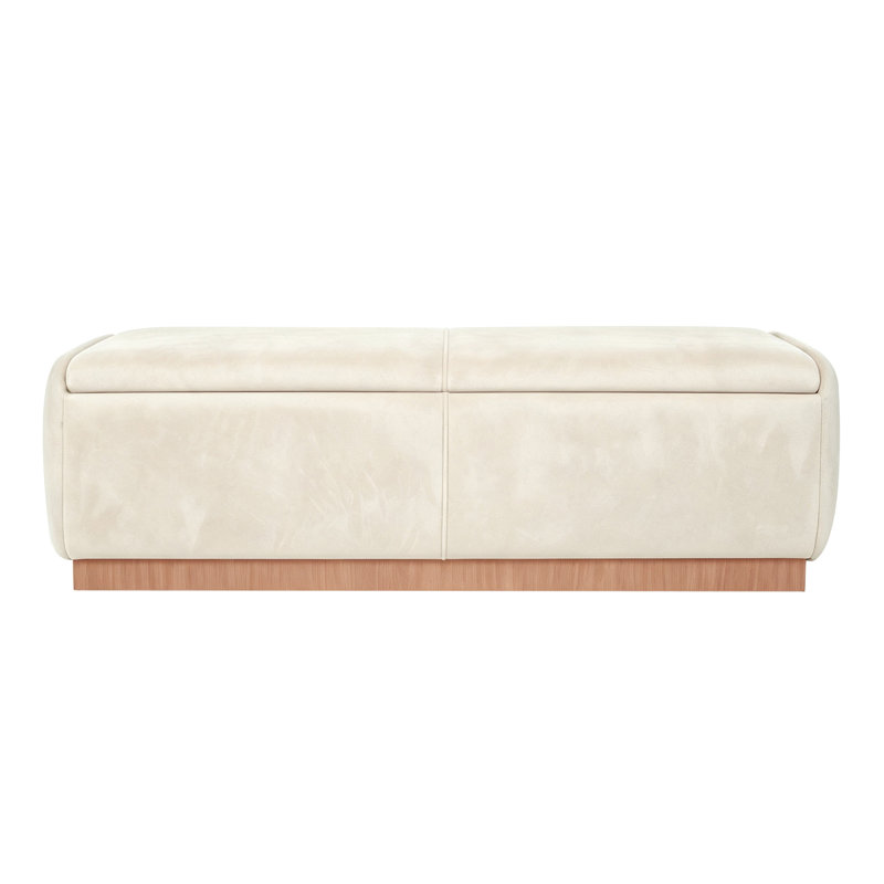Repose-pieds en velours avec base en bois - Banc relevable avec rangement caché, coutures décoratives, charnières de sécurité pour le salon, la chambre à coucher