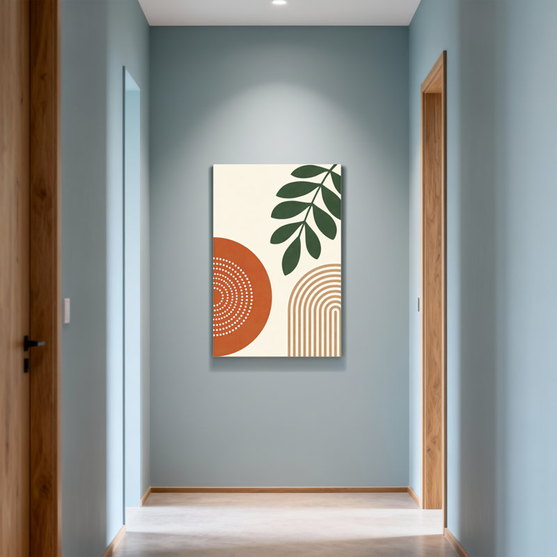 Abstract Leaf Pattern With Circles And Lines, 36" H x 24" W