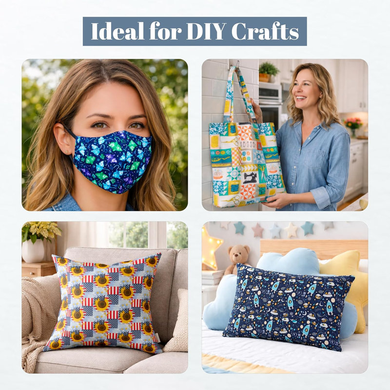 Ensemble de 16 pièces en tissu 100% coton de Dreamology, quarts de tissu, 18 po x 21 po, doux, 8 motifs de gras différents, paquet de tissu matelassé pour la couture, le patchwork, le bricolage, les sacs et la décoration intérieure